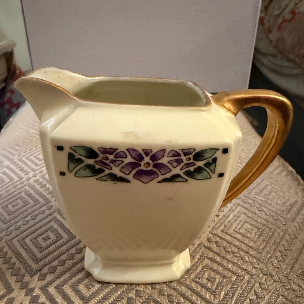 Pitcher with Gold Handle and Floral Design H & H Johnson Noritake